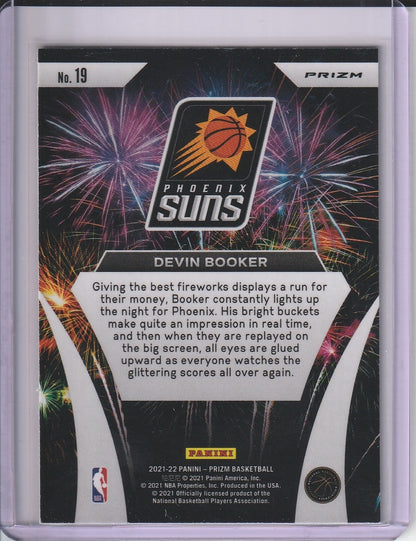 2021-22 Panini Prizm Basketball - Devin Booker 'Fireworks' Silver Prizm Holo