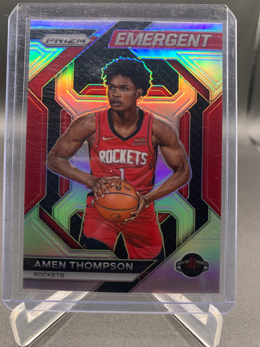 2023-24 Panini Prizm Basketball - Amen Thompson ‘Emergent’ Silver Prizm Holo RC Rookie