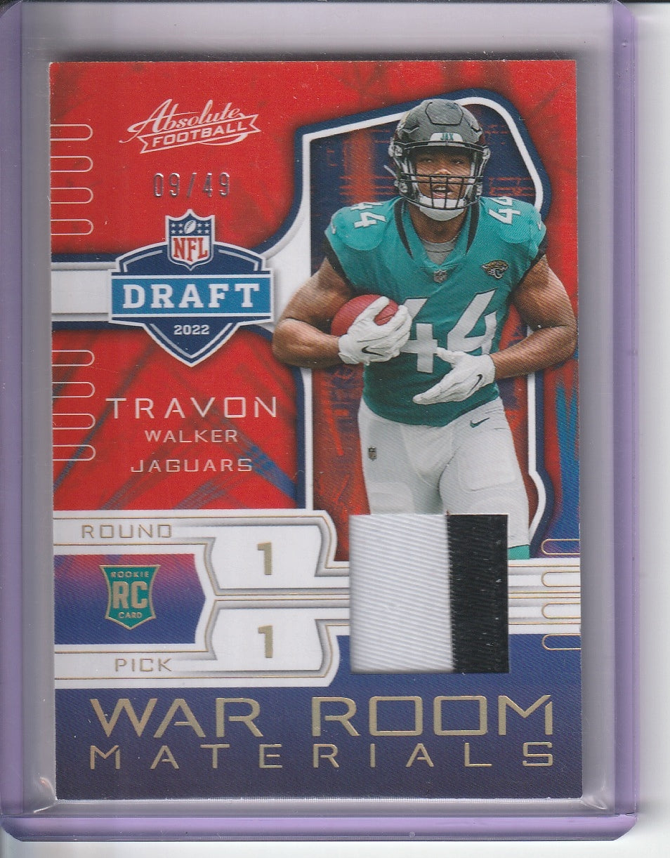 2022 Panini Absolute Football - Travon Walker 'War Room Materials' RC Rookie, 2 Colour Relic /49