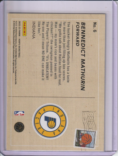 2022-23 Panini Hoops Basketball - Bennedict Mathurin 'Rookie Greetings' RC