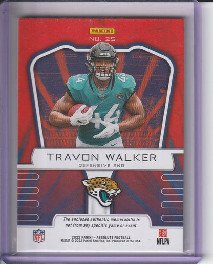 2022 Panini Absolute Football - Travon Walker 'War Room Materials' RC Rookie, 2 Colour Relic /49