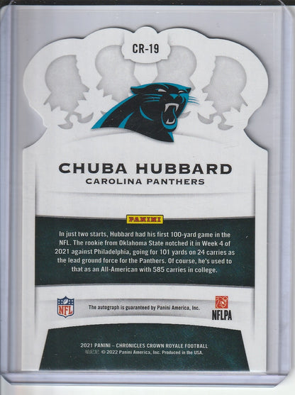 2021 Panini Chronicles Crown Royale Football - Chuba Hubbard Rookie Die Cut Autograph Gold /10 RC