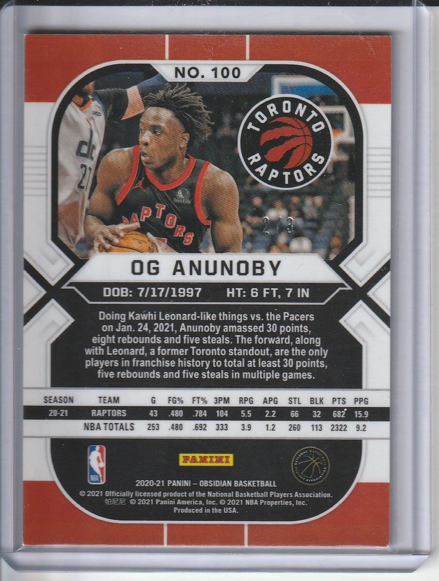 2020-21 Panini Obsidian Basketball - OG Anunoby 'Blue Finite' /3