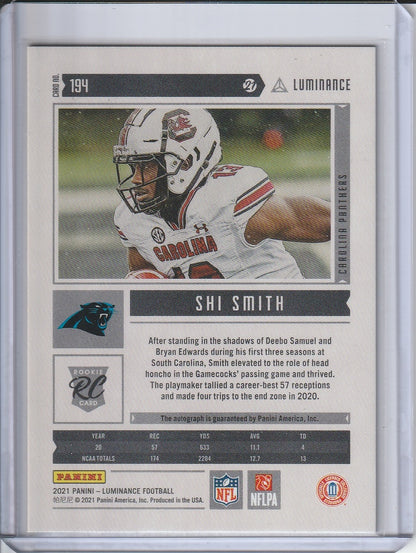 2021 Panini Luminance Football - Shi Smith RC Rookie Auto 'Green' /25