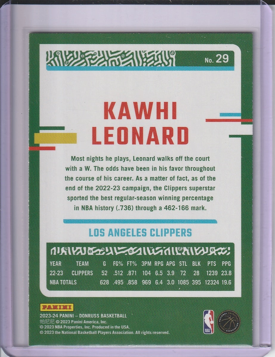 2023-24 Panini Donruss Basketball - Kawhi Leonard 'Green Laser'