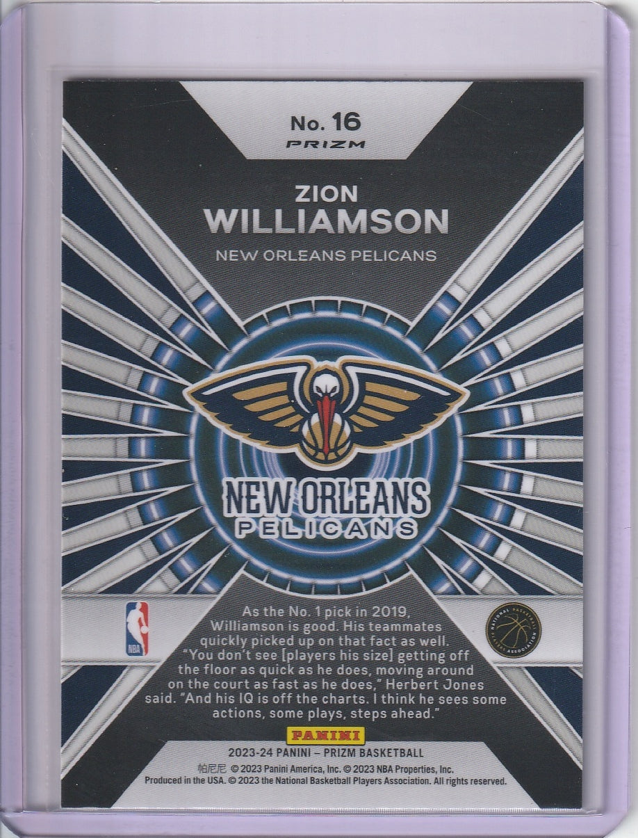 2023-24 Panini Prizm Basketball - Zion Williamson 'Dominance' Silver Prizm Holo