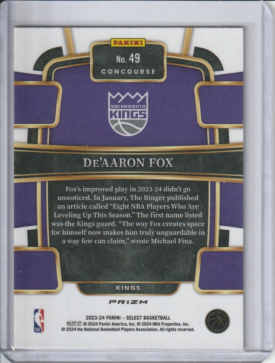 2023-24 Panini Select Basketball - DeAaron Fox 'Orange Flash'