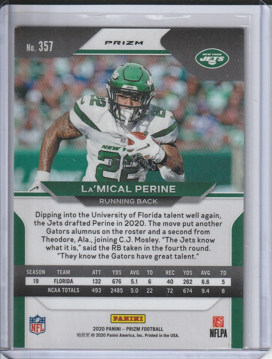 2020 Panini Prizm Football - La'Mical Perine 'Purple Prizm' RC Rookie /125