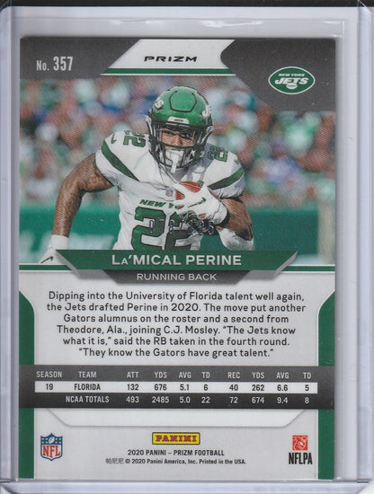 2020 Panini Prizm Football - La'Mical Perine 'Purple Prizm' RC Rookie /125