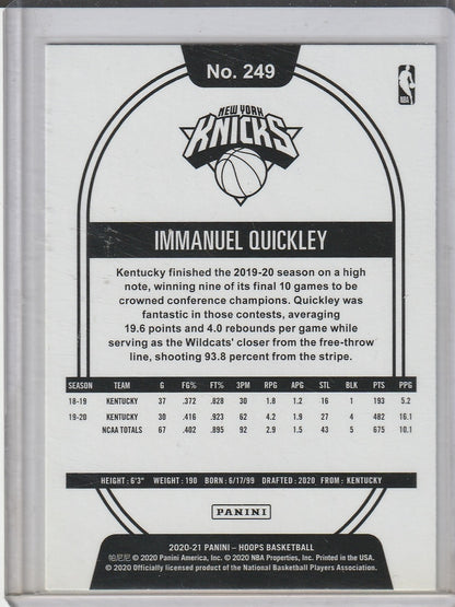 2020-21 Panini Hoops Basketball - Immanuel Quickley RC Rookie 'Neon Green'