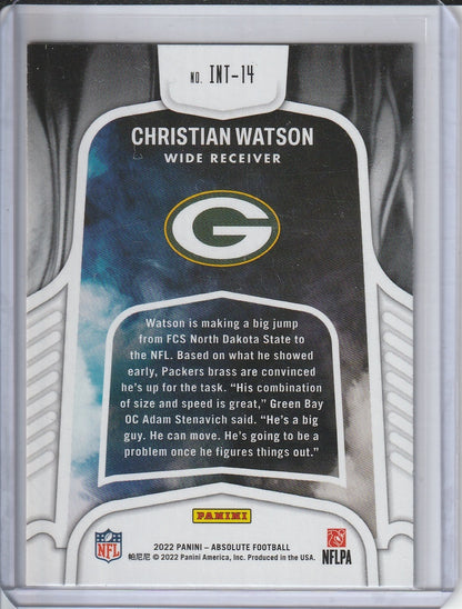 2022 Panini Absolute Football - Christian Watson 'Introductions' RC Rookie