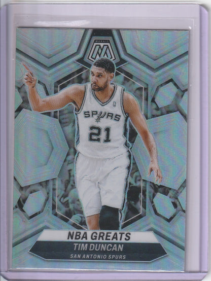 2023-24 Panini Mosaic Basketball - Tim Duncan 'NBA Greats' Silver Prizm Holo