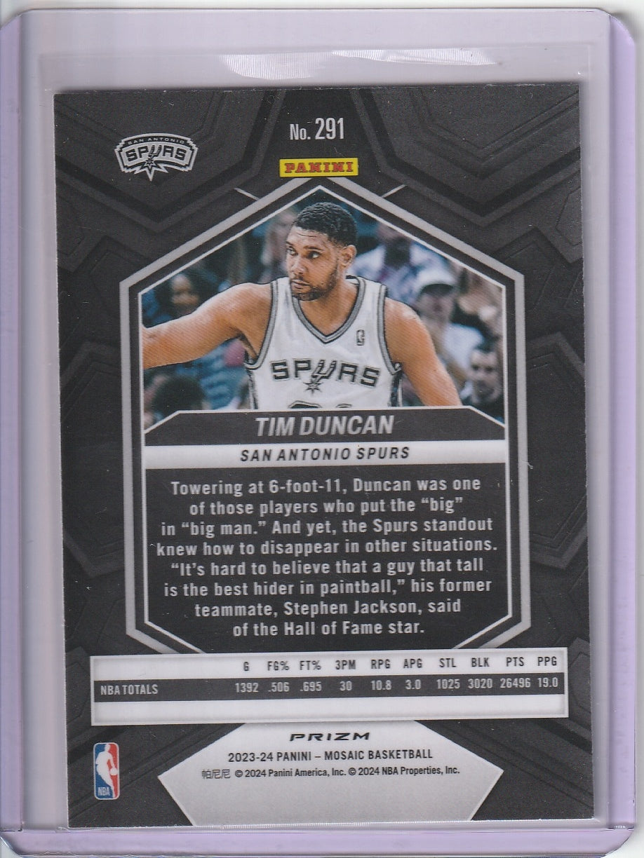 2023-24 Panini Mosaic Basketball - Tim Duncan 'NBA Greats' Silver Prizm Holo