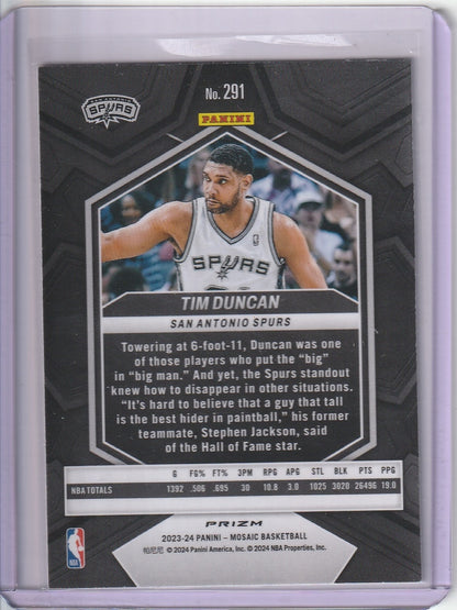 2023-24 Panini Mosaic Basketball - Tim Duncan 'NBA Greats' Silver Prizm Holo