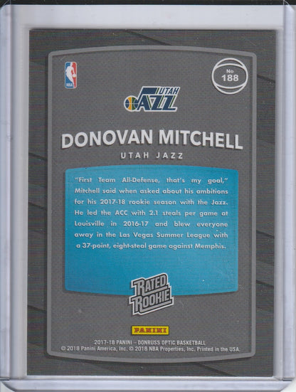 2017-18 Panini Donruss Optic Basketball - Donovan Mitchell 'Rated Rookie' Red and Yellow RC Rookie