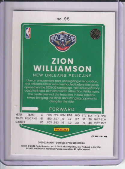2021-22 Panini Donruss Optic Basketball - Zion Williamson 'Blue Velocity'