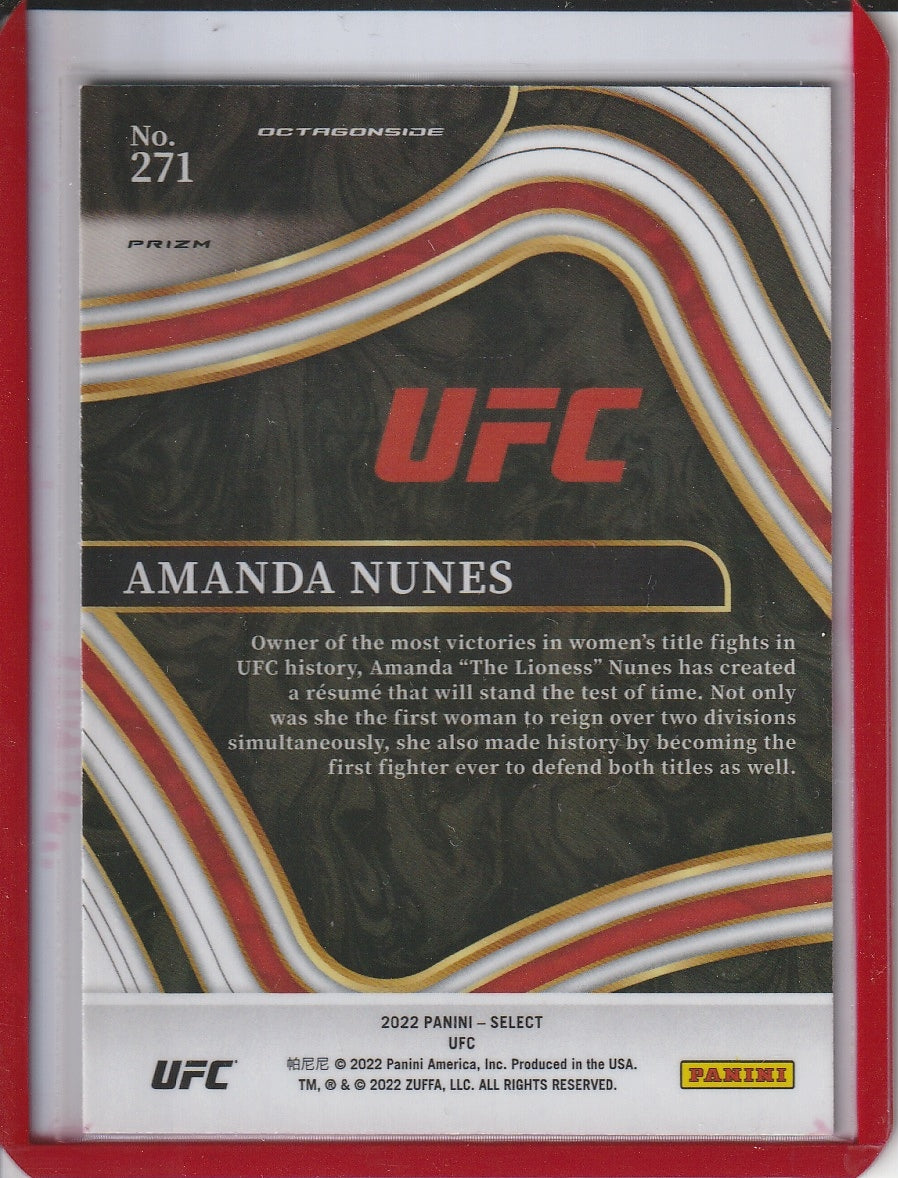 2022 Panini Select UFC - Amanda Nunes 'Octagonside' Silver Disco Prizm