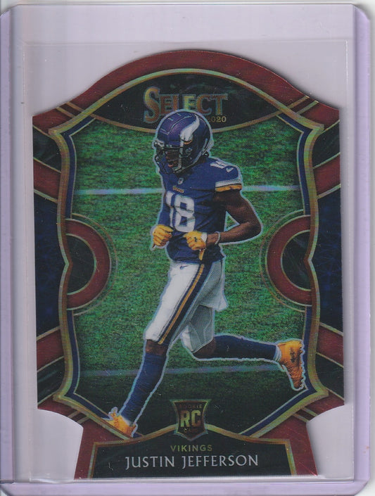 2020 Panini Select Football - Justin Jefferson 'Concourse' Red Prizm Die Cut RC Rookie