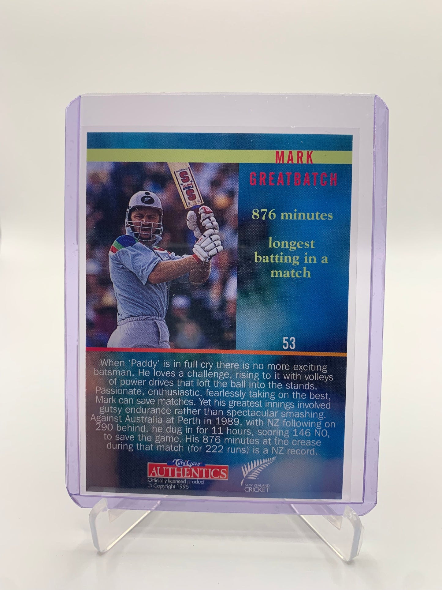 1996 High Velocity Cricket - Mark Greatbatch ‘Longest Batting in a Match’
