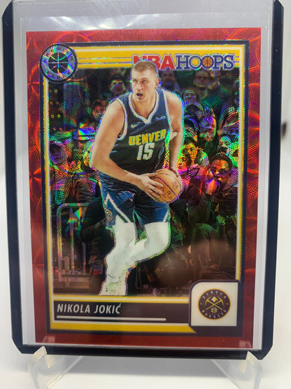 2023-24 Panini Hoops Premium Stock Basketball - Nikola Jokic ‘Red Scope Prizm’ /88