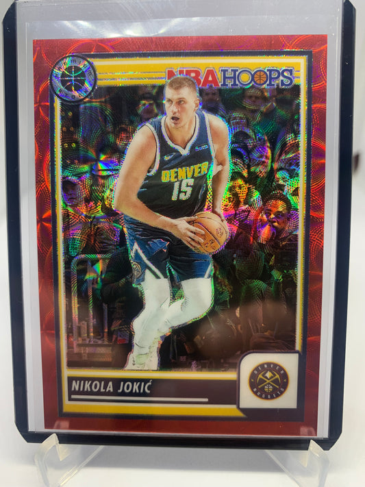 2023-24 Panini Hoops Premium Stock Basketball - Nikola Jokic ‘Red Scope Prizm’ /88