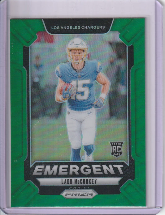 2024 Panini Prizm Football -Ladd McConkey 'Emergent Green' RC Rookie