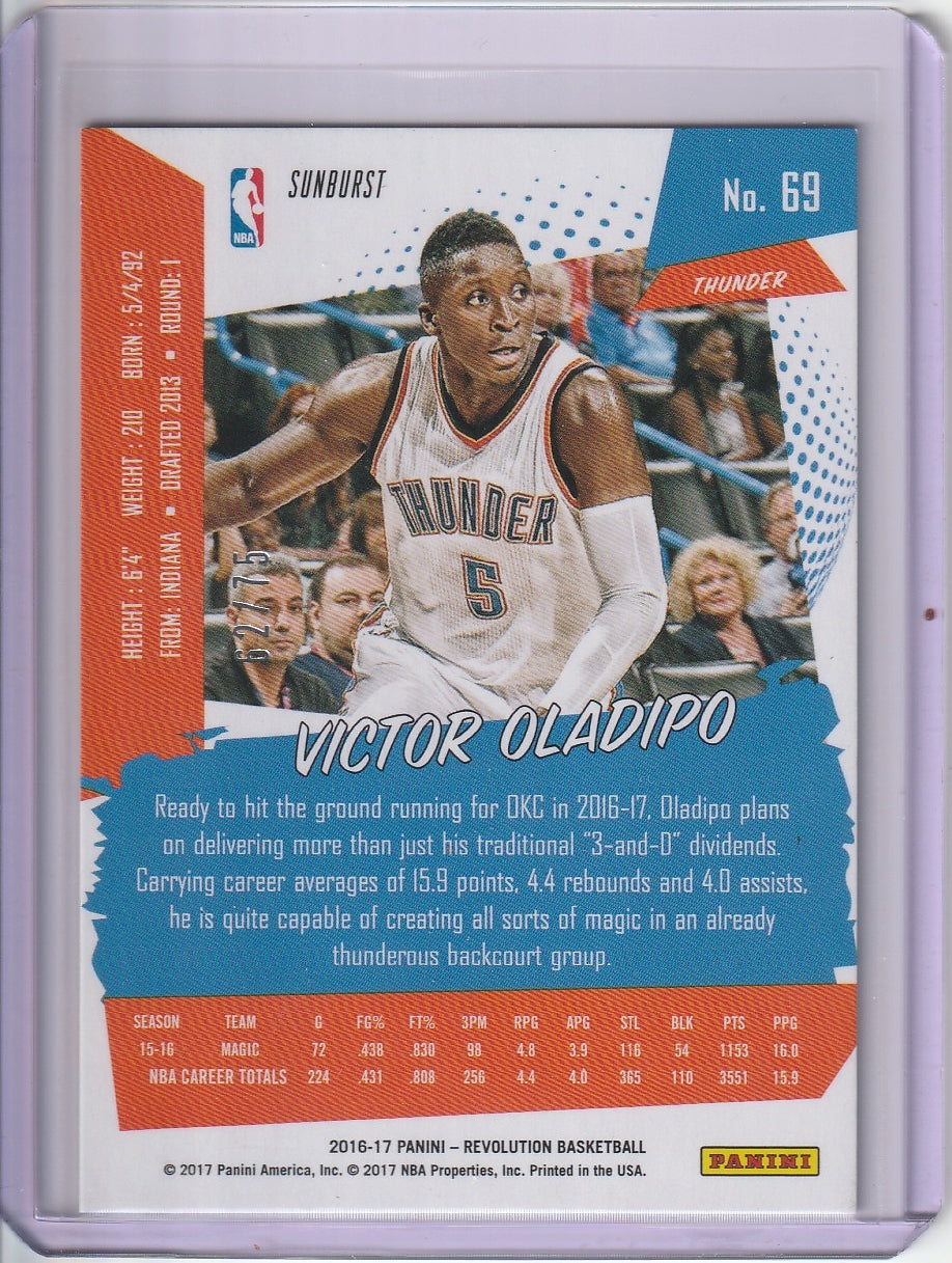 2016-17 Panini Revolution Basketball - Victor Oladipo 'Sunburst' /75