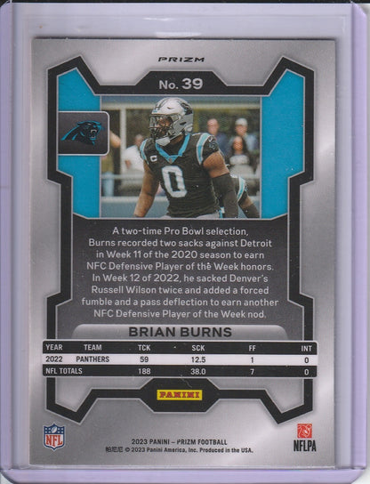 2023 Panini Prizm Football - Brian Burns 'Orange Lazer'
