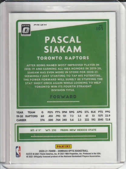2020-21 Panini Donruss Optic Basketball - Pascal Siakam 'Pink Hyper Prizm'