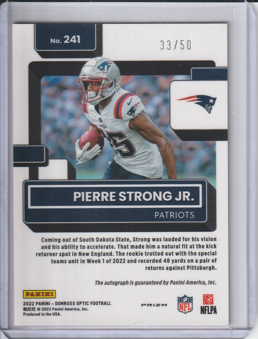 2022 Panini Donruss Optic Football - Pierre Strong Jr. 'Rated Rookie' Pink Velocity Auto /50