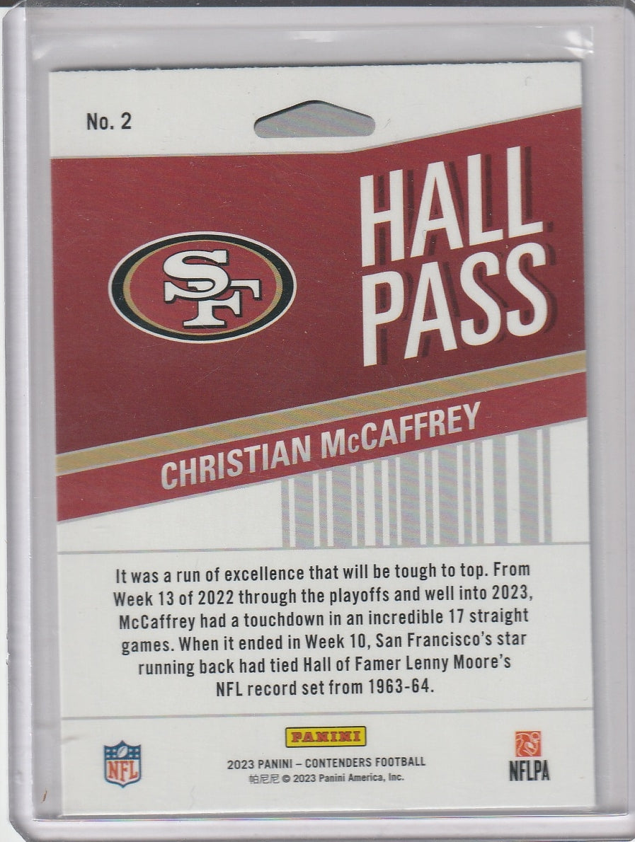 2023 Panini Contenders Football - Christian McCaffrey 'Hall Pass'