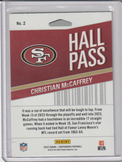 2023 Panini Contenders Football - Christian McCaffrey 'Hall Pass'