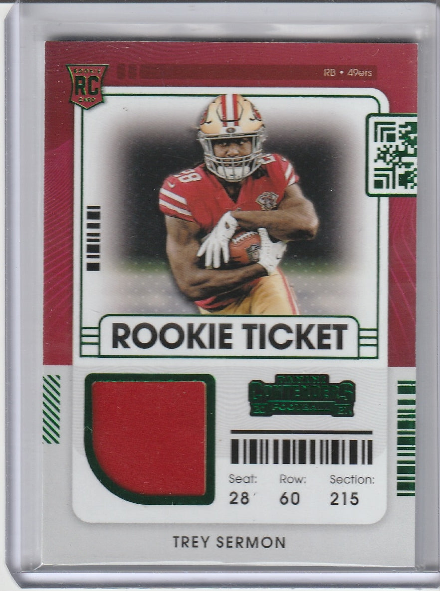 2021 Panini Contenders Football - Trey Sermon 'Rookie Ticket' Relic RC