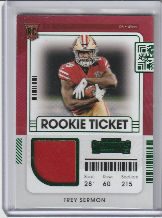 2021 Panini Contenders Football - Trey Sermon 'Rookie Ticket' Relic RC