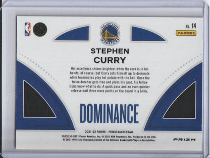 2021-22 Panini Prizm Basketball - Stephen Curry 'Dominance' Silver Prizm Holo