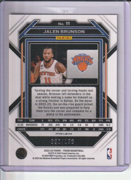 .2022-23 Panini Prizm Basketball - Jalen Brunson 'Red Fast Break Prizm' /100