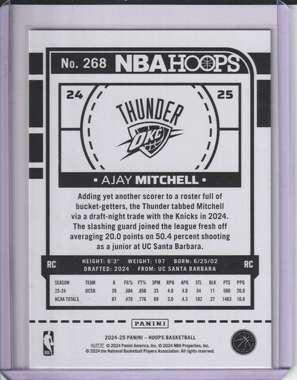 2024-25 Panini Hoops Basketball - Ajay Mitchell 'Teal Explosion' RC Rookie