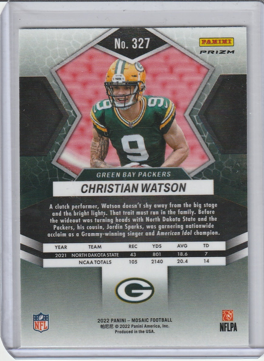 2022 Panini Mosaic Football - Christian Watson 'Mosaic Prizm Holo' RC Rookie