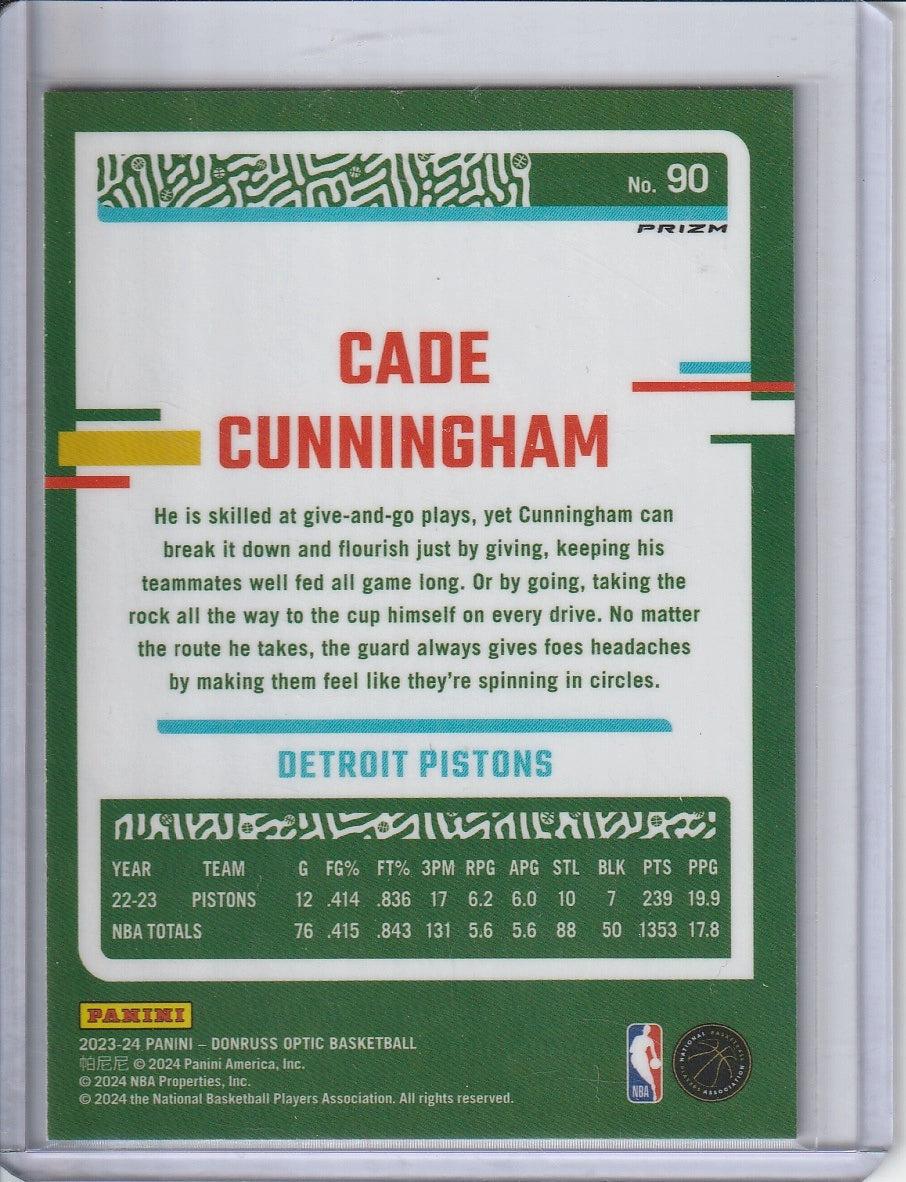 2023-24 Panini Donruss Optic Basketball - Cade Cunningham 'Silver Prizm' Holo