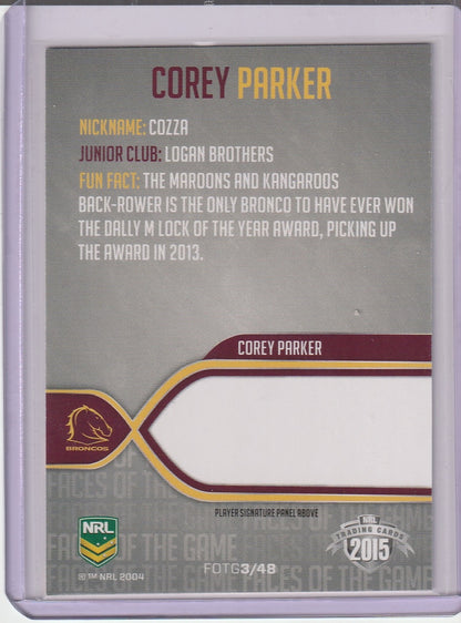 2015 NRL Traders - Corey Parker 'Faces of the Game'