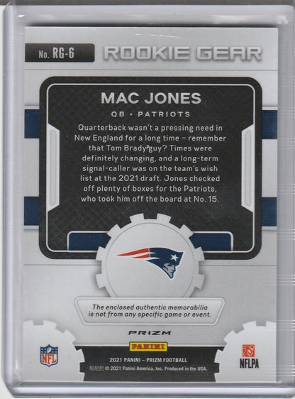 2021 Panini Prizm Football - Mac Jones 'Rookie Gear' Silver Prizm Holo RC Rookie