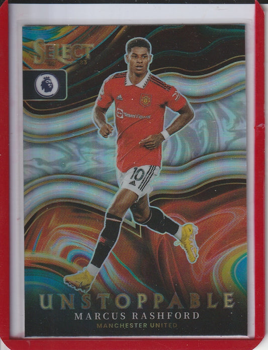 2022-23 Panini Select Premier League Soccer - Marcus Rashford 'Unstoppable' Silver Prizm Holo