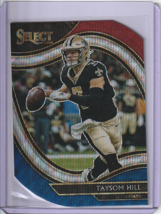 2020 Panini Select Football - Taysom Hill 'Field Level' Blue and Red Prizm Die Cut