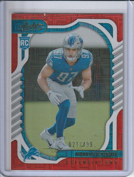 2022 Panini Absolute Football - Aidan Hutchinson 'Red Squares' RC Rookie /499