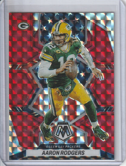 2023 Panini Mosaic Football - Aaron Rodgers 'National Pride' Red Mosaic Prizm