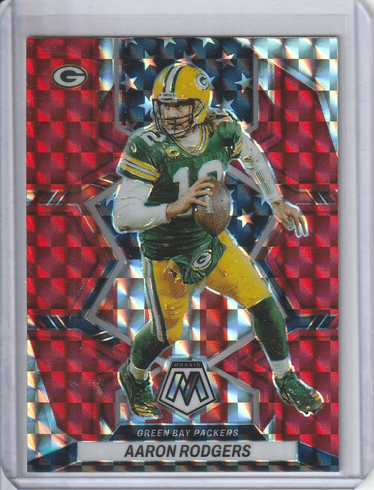 2023 Panini Mosaic Football - Aaron Rodgers 'National Pride' Red Mosaic Prizm