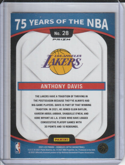 2021-22 Panini Donruss Optic Basketball - Anthony Davis '75 Years of the NBA' Silver Prizm