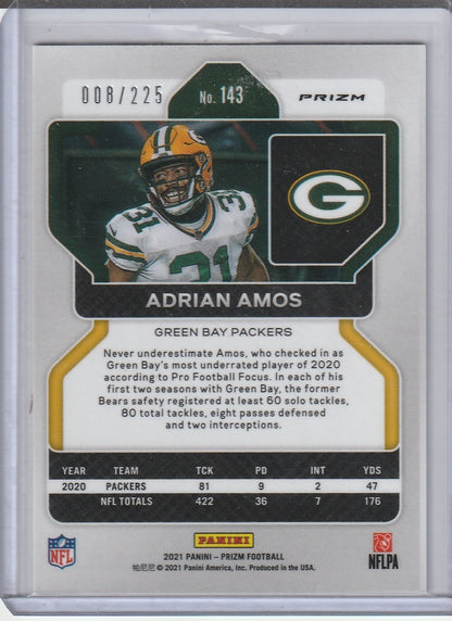 2021 Panini Prizm Football - Adrian Amos 'Purple Cracked Ice' /225