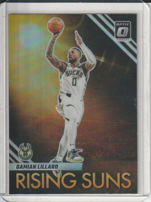 2023-24 Panini Donruss Optic Basketball - Damian Lillard 'Rising Suns' Silver Prizm Holo