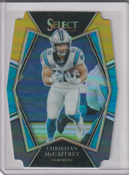 2021 Panini Select Football - Christian McCaffrey 'Black and Gold Prizm' Die Cut